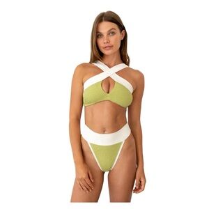 NWT Free People KYA Camilia Reversible Bikini Bottoms in Pear Scrunch M